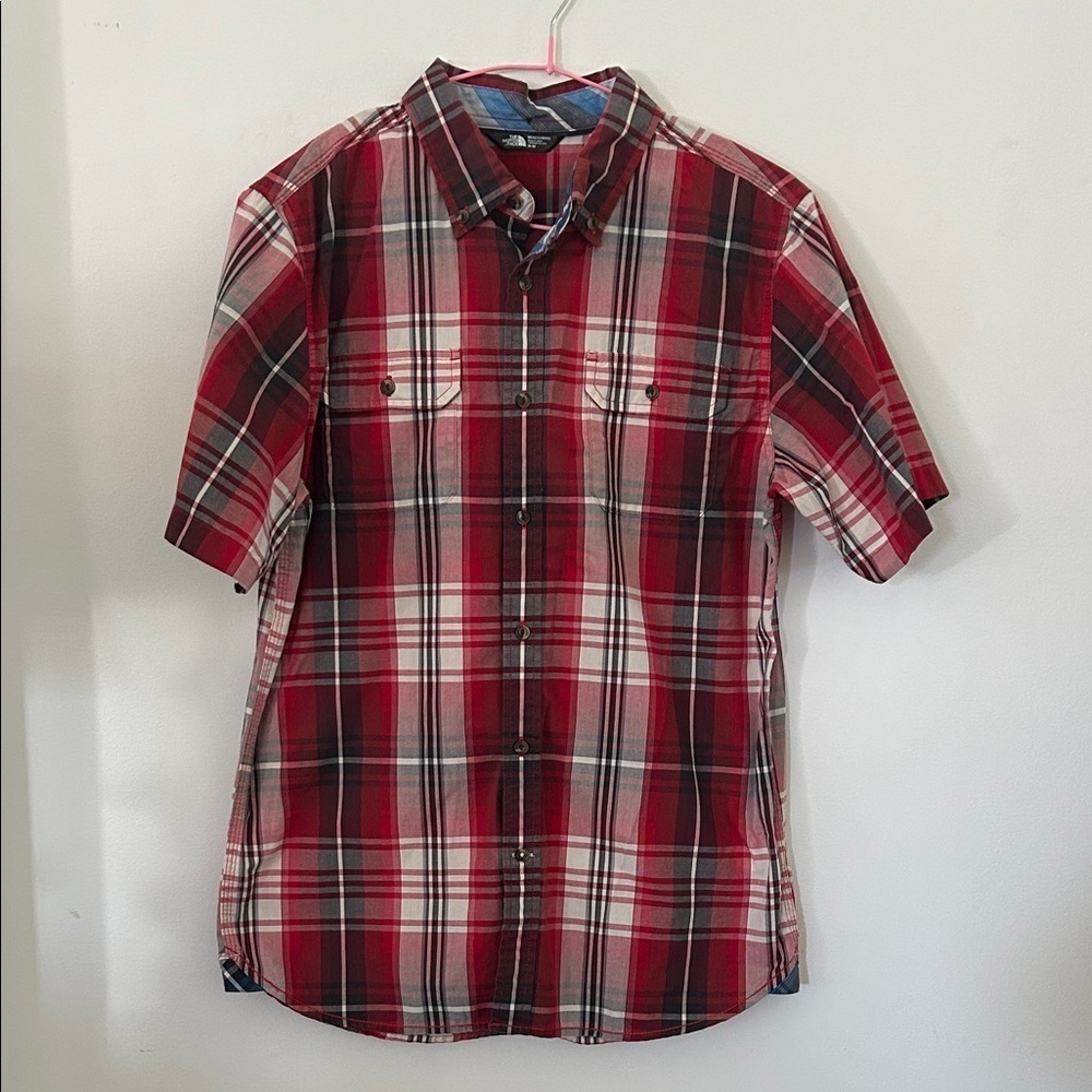 The North Face Red and Black Plaid Casual Shirt